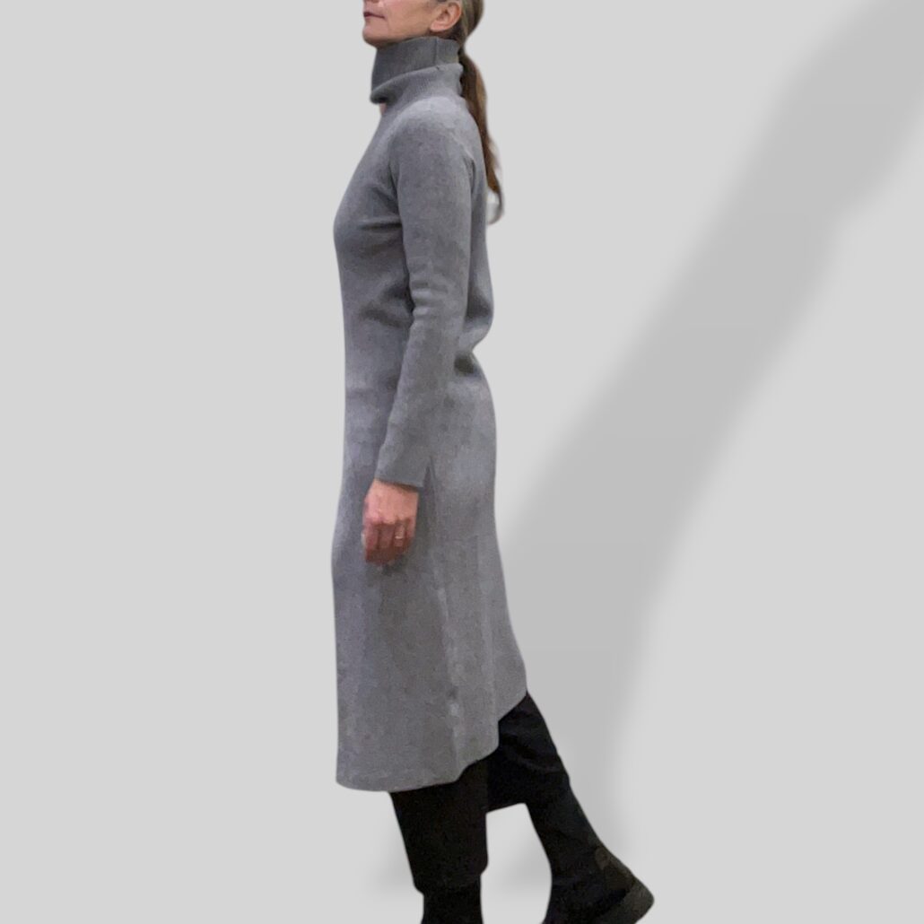Maglia lunga donna con spacco grigio - immagine 4