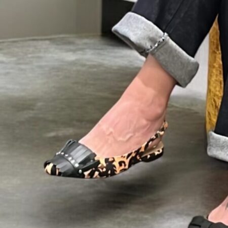 Divine Follie slingback donna in tessuto maculato con frangia