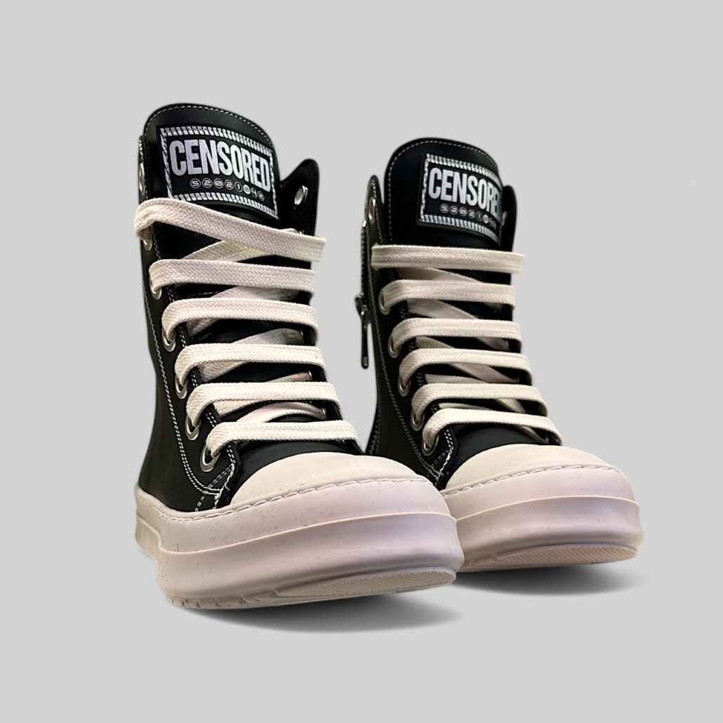 Sneaker donna alta in pelle nero con zip laterale - immagine 6