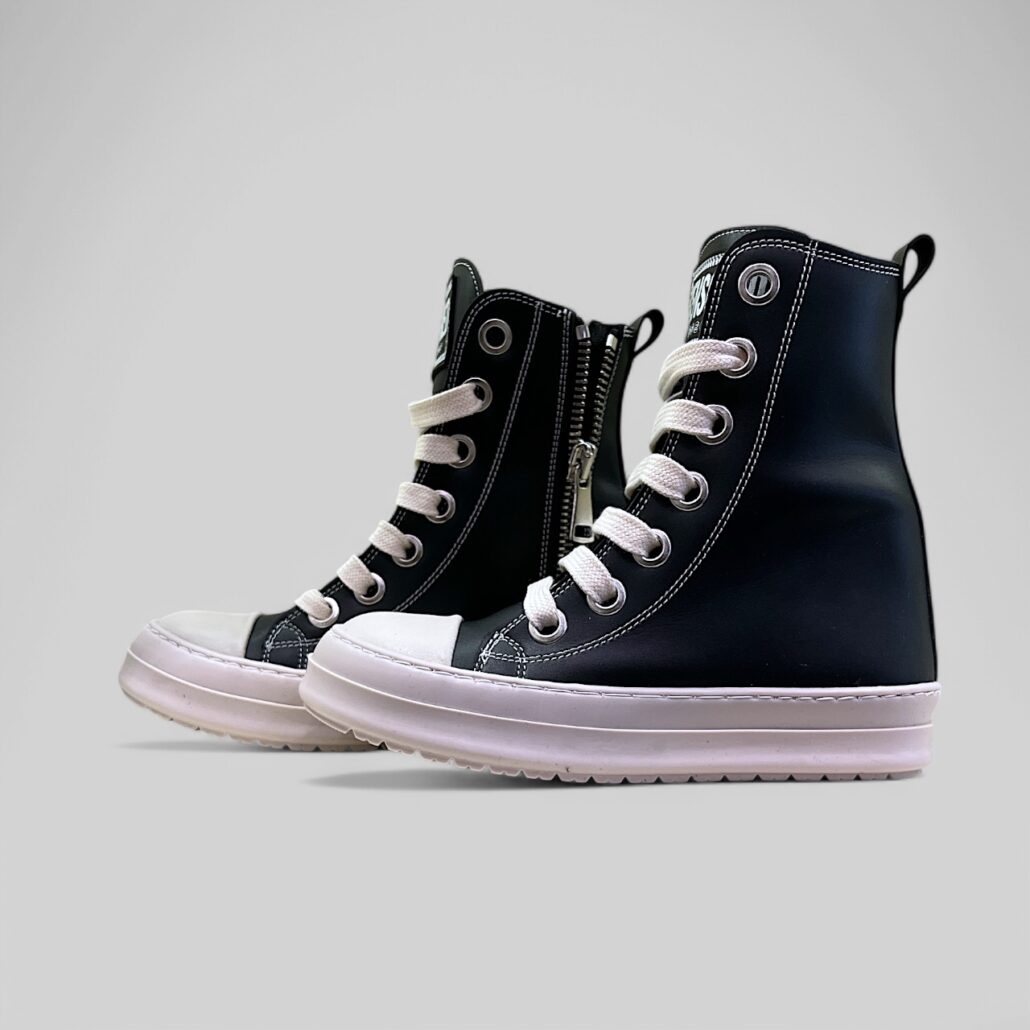 Sneaker donna alta in pelle nero con zip laterale - immagine 11