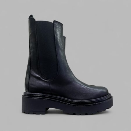 Divine Follie stivale basso pelle nero fasce elastiche zip