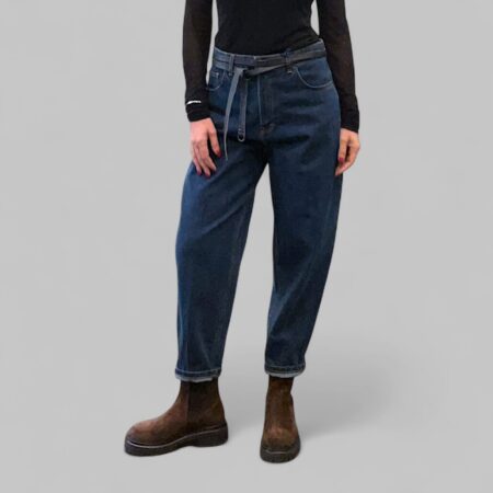 Jeans donna vita alta blu a carota