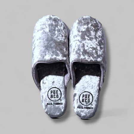 PUEBCO Ciabatte in velluto silver