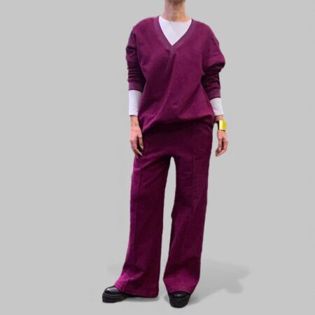 Completo tuta donna felpata handmade magenta
