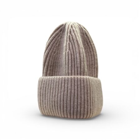 Berretto a coste in viscosa sabbia