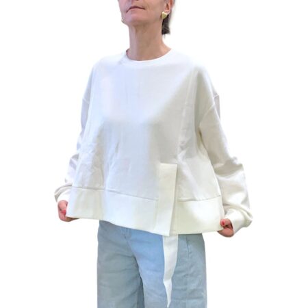 Felpa donna over con spacco bianco