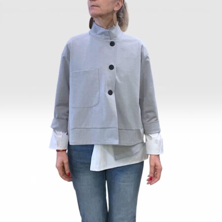 Giacca donna cropped grigio perla