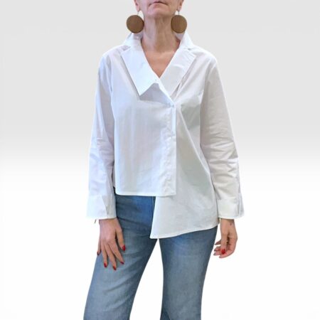 Camicia donna cotone bianco asimmetrica