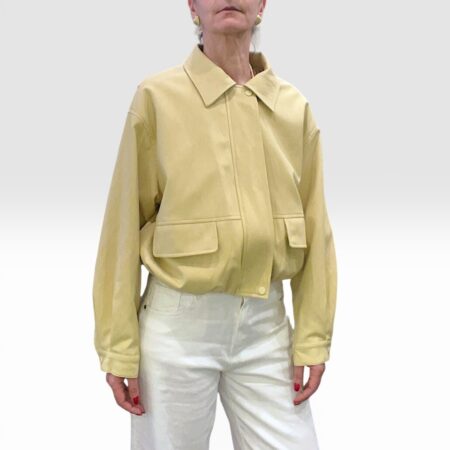 Bomber donna in ecopelle giallo pastello