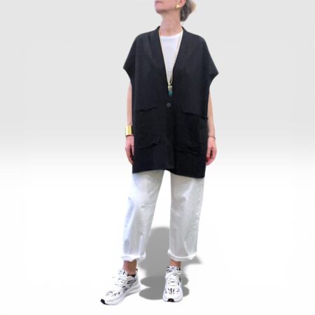 Gilet donna cotone garzato nero