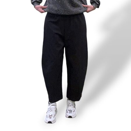 Pantalone donna  baggy nero misto viscosa nero