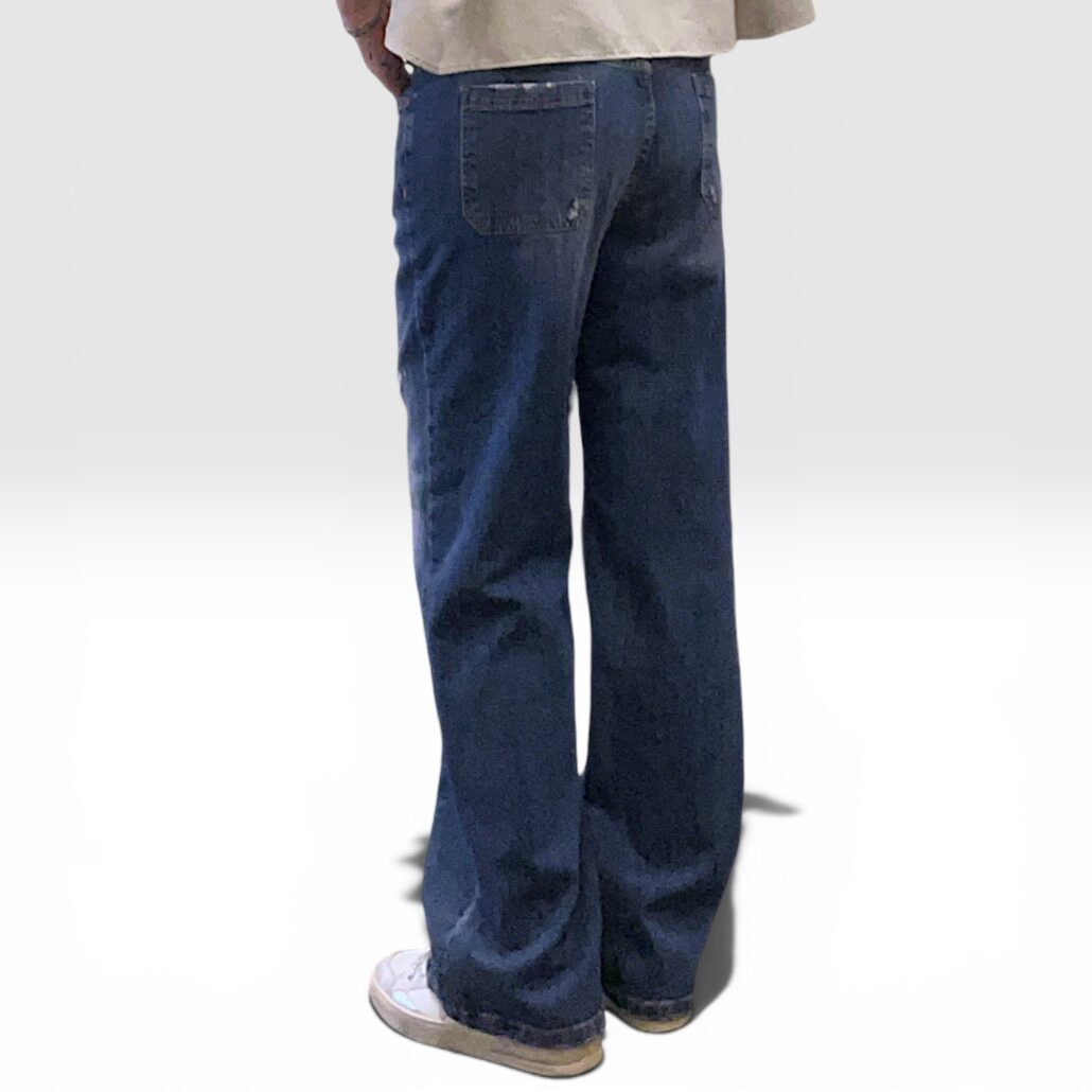 Jeans donna wide leg blu rosa con rotture - immagine 8