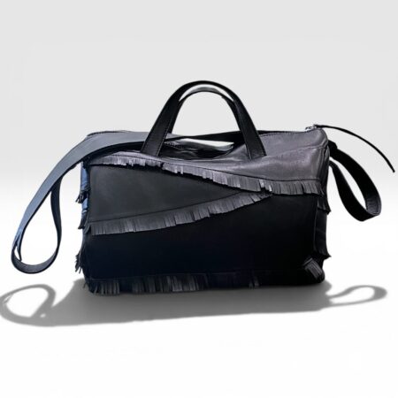 JDK Borsa Theodora piccola in pelle nero frangia