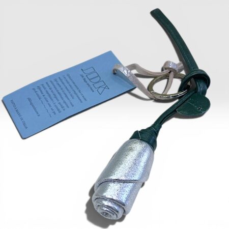 JDK Portachiavi in pelle bocciollo argento laminato
