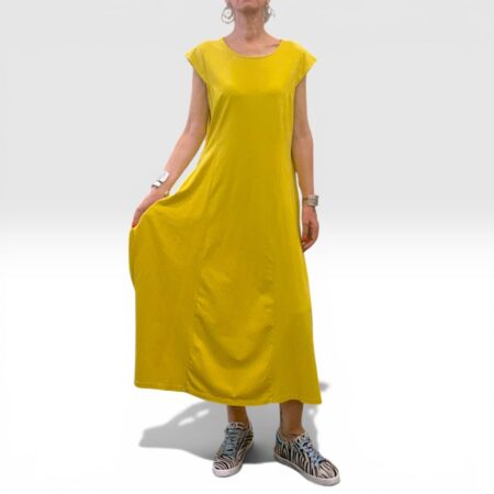Vestito lungo donna in cotone senape