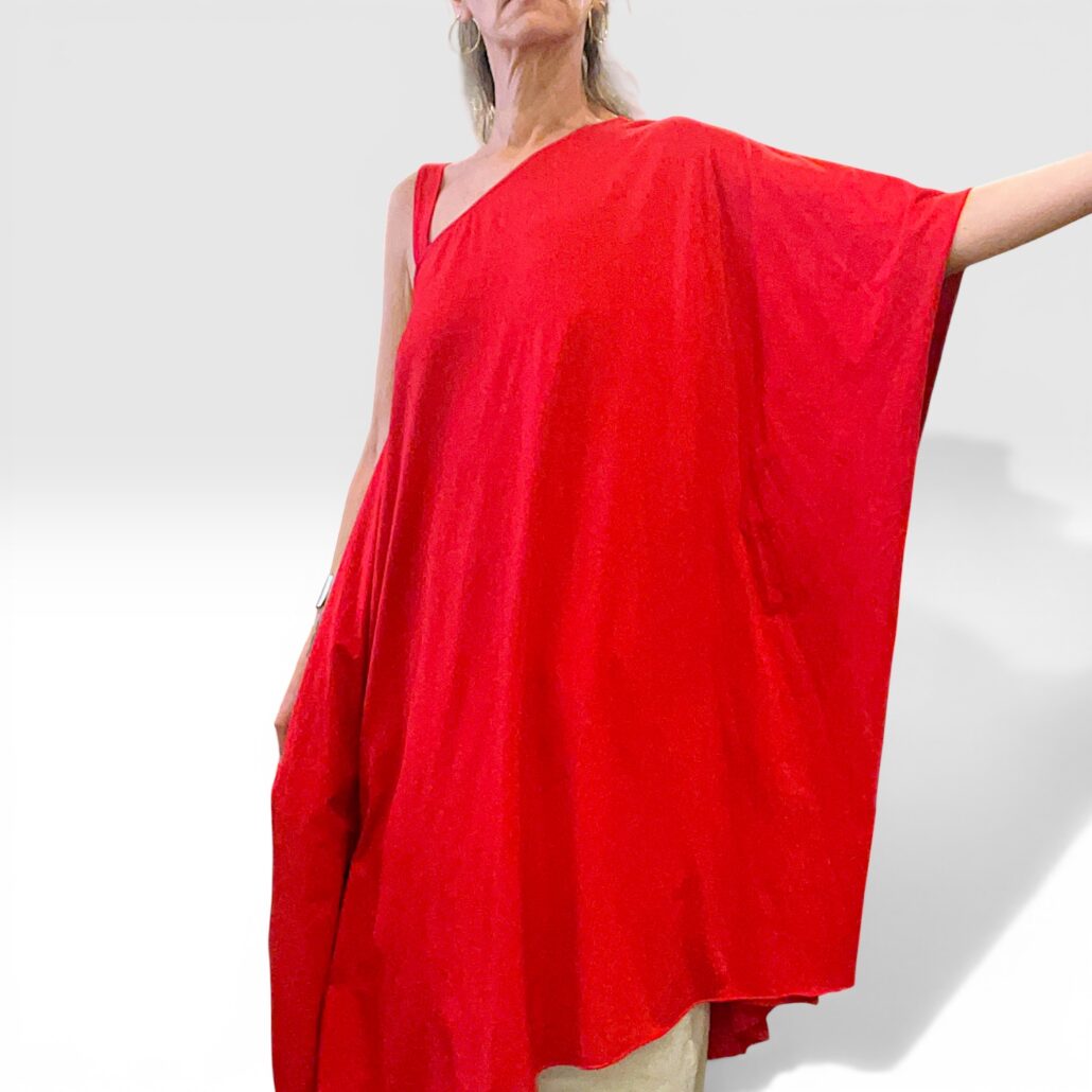 Tunica asimmetrica monospalla donna cotone rosso - immagine 5
