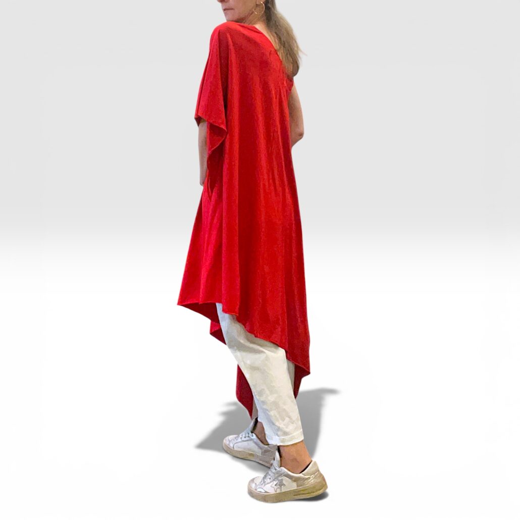 Tunica asimmetrica monospalla donna cotone rosso - immagine 9