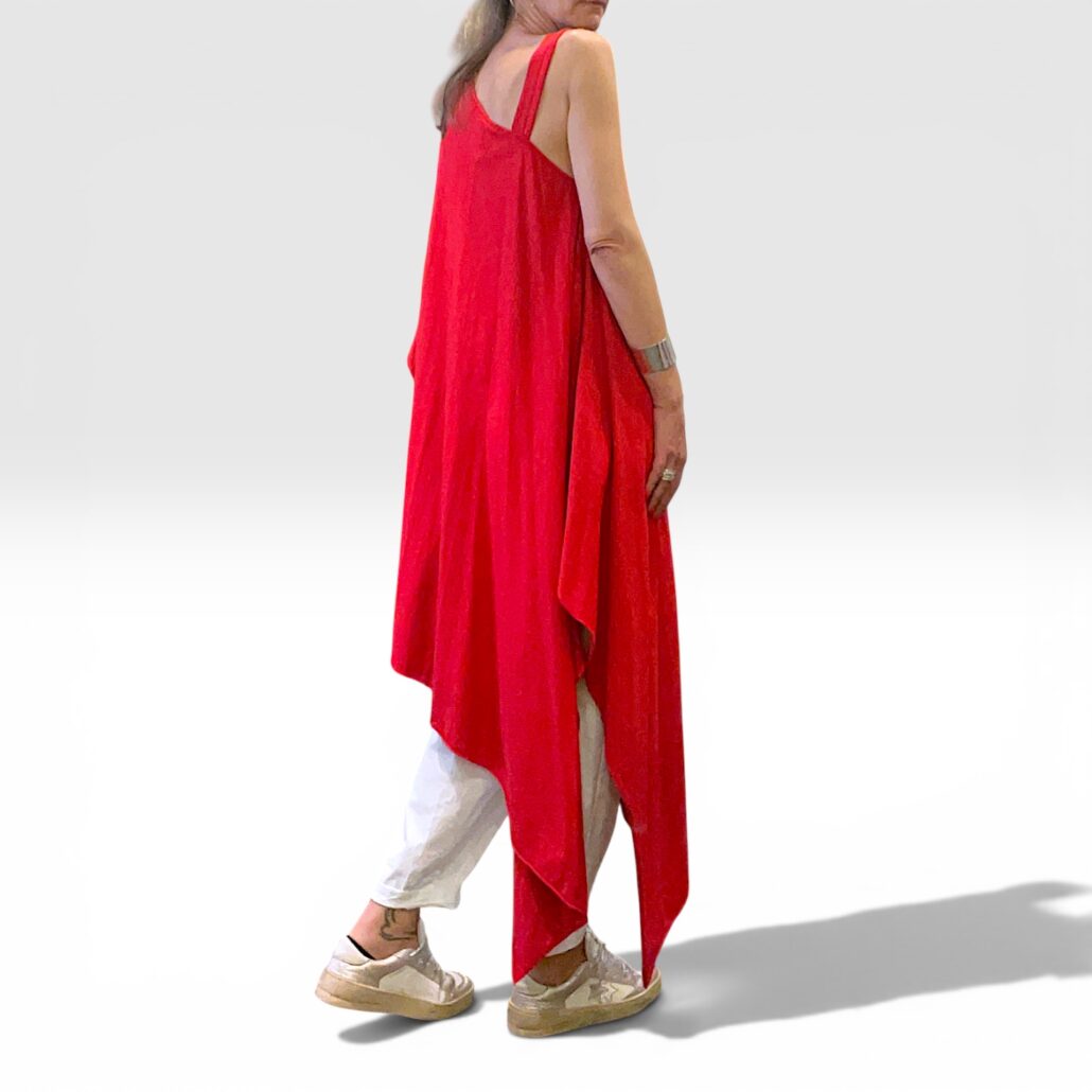 Tunica asimmetrica monospalla donna cotone rosso - immagine 11