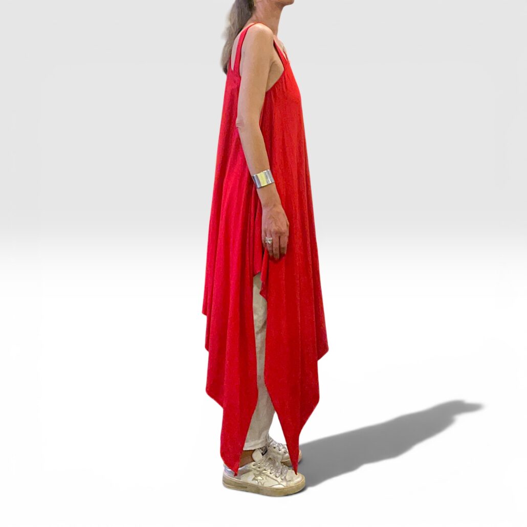 Tunica asimmetrica monospalla donna cotone rosso - immagine 12