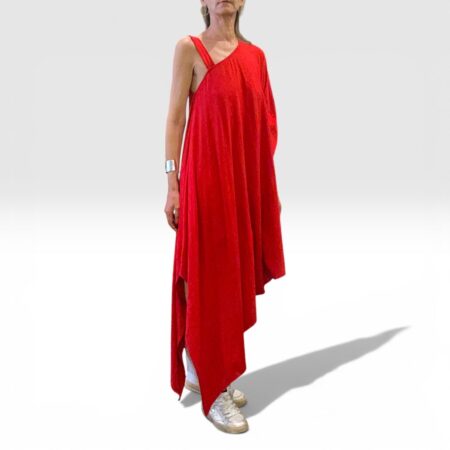Tunica asimmetrica monospalla donna cotone rosso