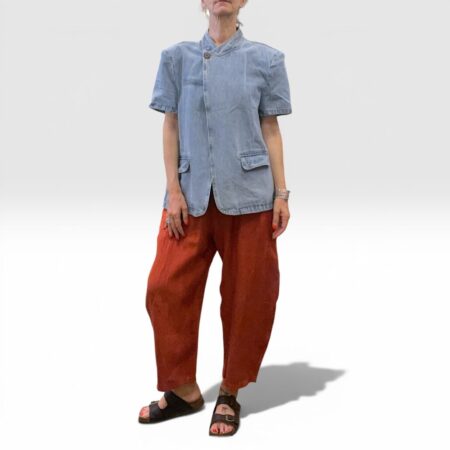 Giacca donna in denim asimmetrica a maniche corte