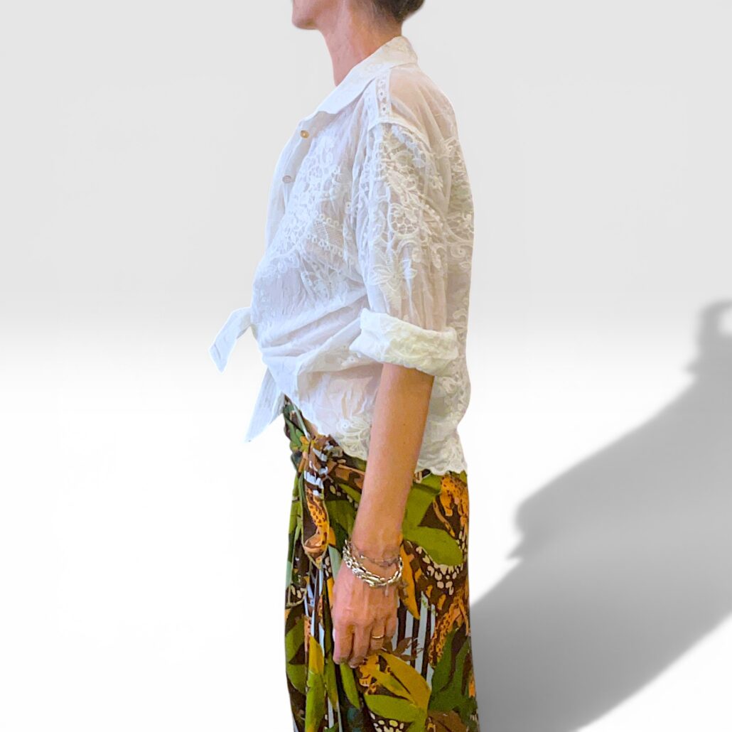 Camicia donna in cotone leggero ricami sangallo bianco - immagine 8