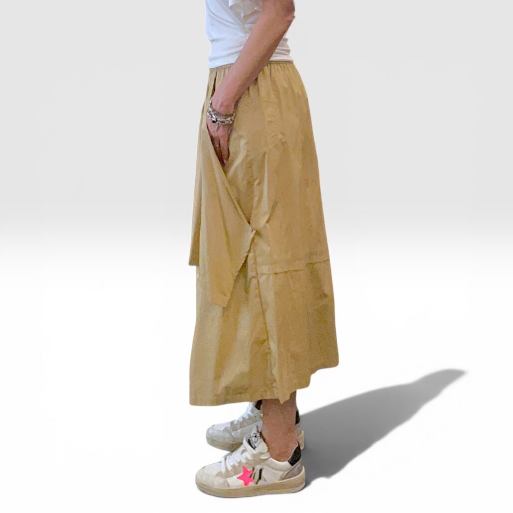 Gonna donna in cotone elasticizzato biscotto - immagine 4