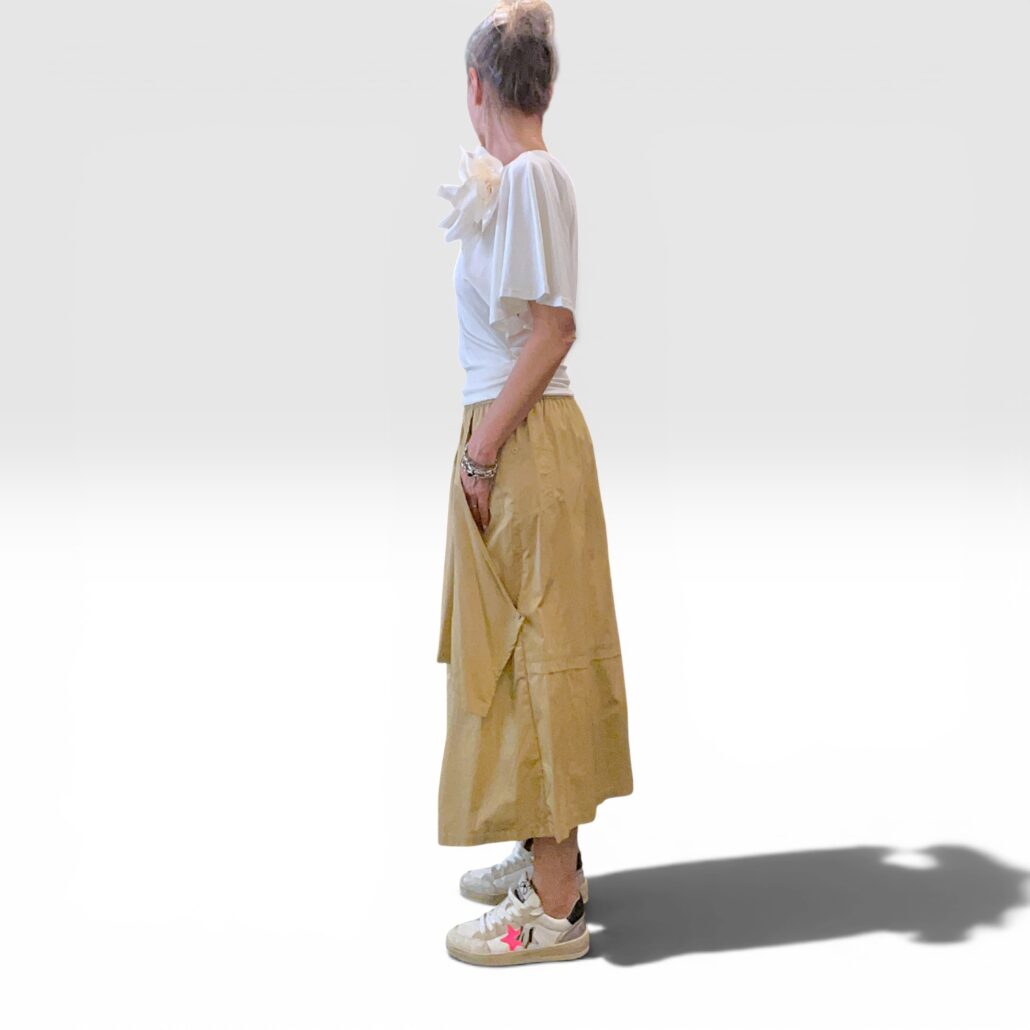 Gonna donna in cotone elasticizzato biscotto - immagine 2
