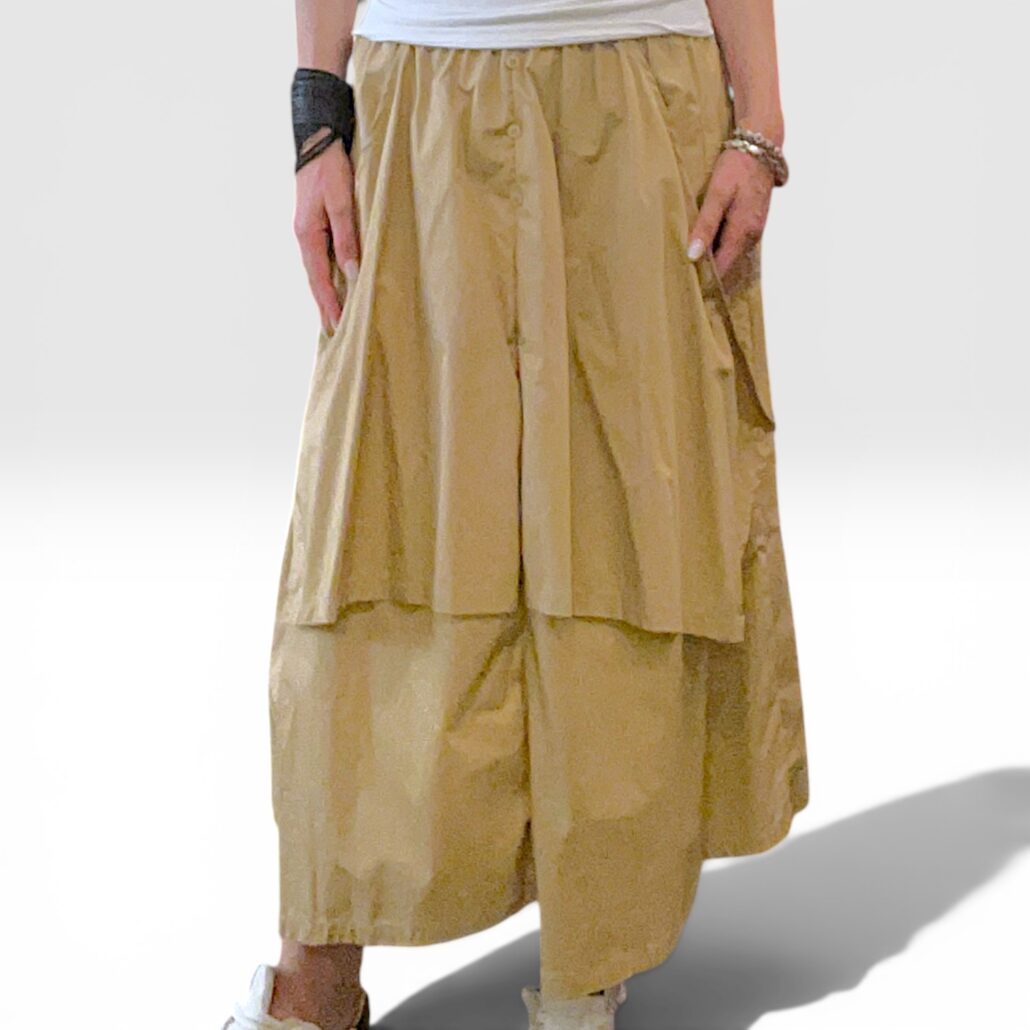 Gonna donna in cotone elasticizzato biscotto - immagine 6