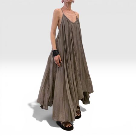 Abito donna maxi fluttuante schiena scoperta fango