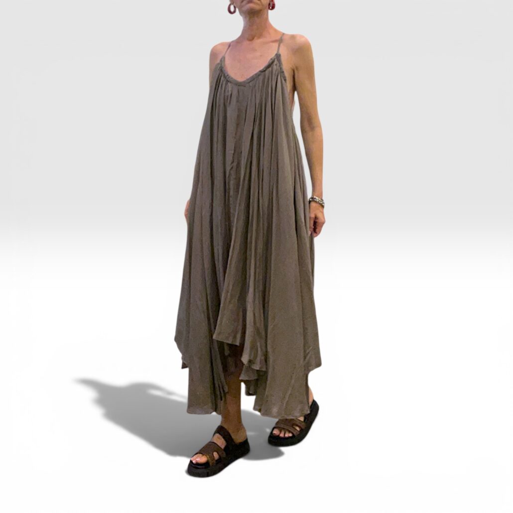 Abito donna maxi fluttuante schiena scoperta fango - immagine 5
