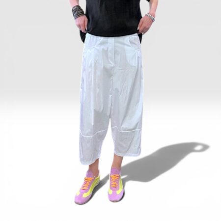 Pantalone donna bianco in cotone con cavallo basso