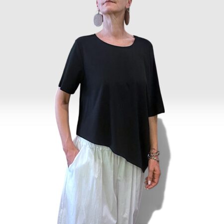 Blusa donna oversize asimmetrica nero