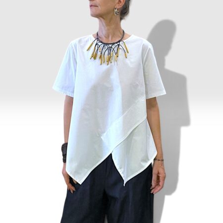 Blusa donna asimmetrica in cotone leggero