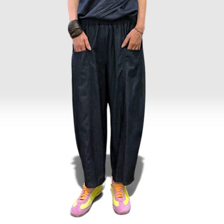 Pantalone donna oversize in chambray maxi tasche