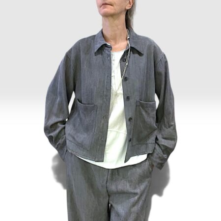 Giacca oversize donna in lyocell blu grigio