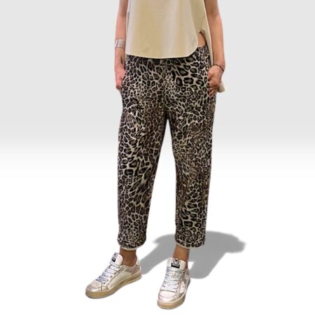 Pantalone donna leopardato a costine