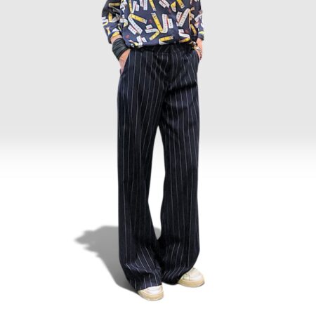 Il Thè delle 5 Pantalone palazzo donna gessato blu