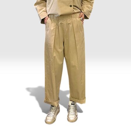 Pantalone wide leg donna in caldo cotone con pinces