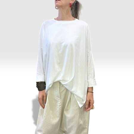 T-Shirt oversize bianco manica lunga
