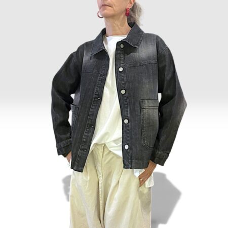 Giacca denim donna nero boxy