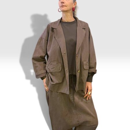 Giacca donna oversize color cioccolato cotone caldo