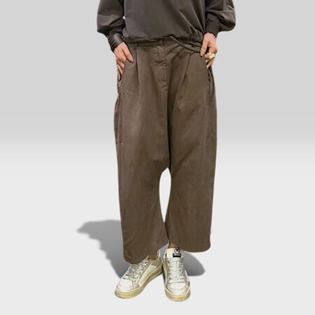 Pantalone donna cavallo basso in caldo cotone cioccolato