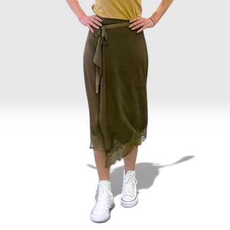 Gonna a portafoglio verde militare con pizzo
