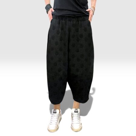 Pantalone Balloon a Pois Jacquard in Caldo Tessuto Texture