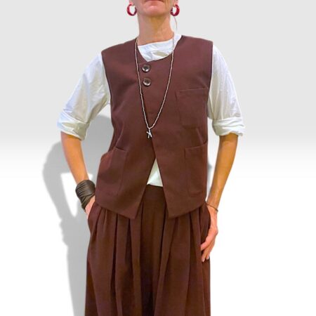 Gilet donna asimmetrico bordeaux in misto viscosa