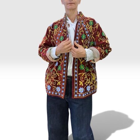 Giacca donna in velluto bordeaux - stile boho-chic