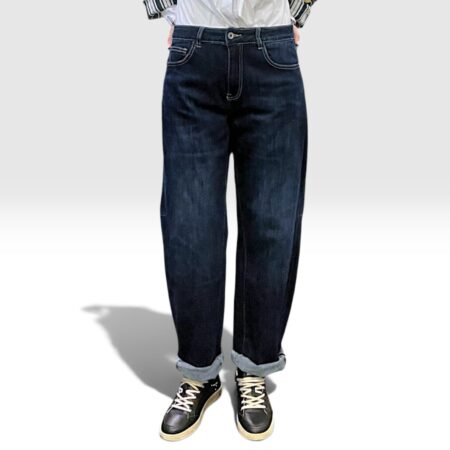 Jeans donna barrel-leg blu scuro