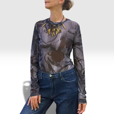 Maglia donna a maniche lunghe in tulle trasparente