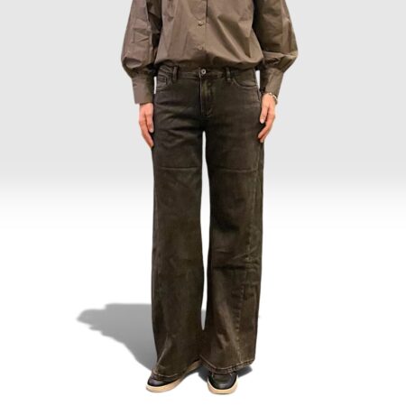 Jeans donna wide leg marrone